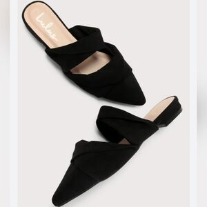 Lulus Black Lusly Suede Pointed Toe Mule Slides 6.5